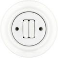 PORCELAIN WALL LIGHT SWITCH WHITE DOUBLE - DYKE & DEAN