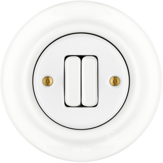 PORCELAIN WALL LIGHT SWITCH WHITE DOUBLE - DYKE & DEAN