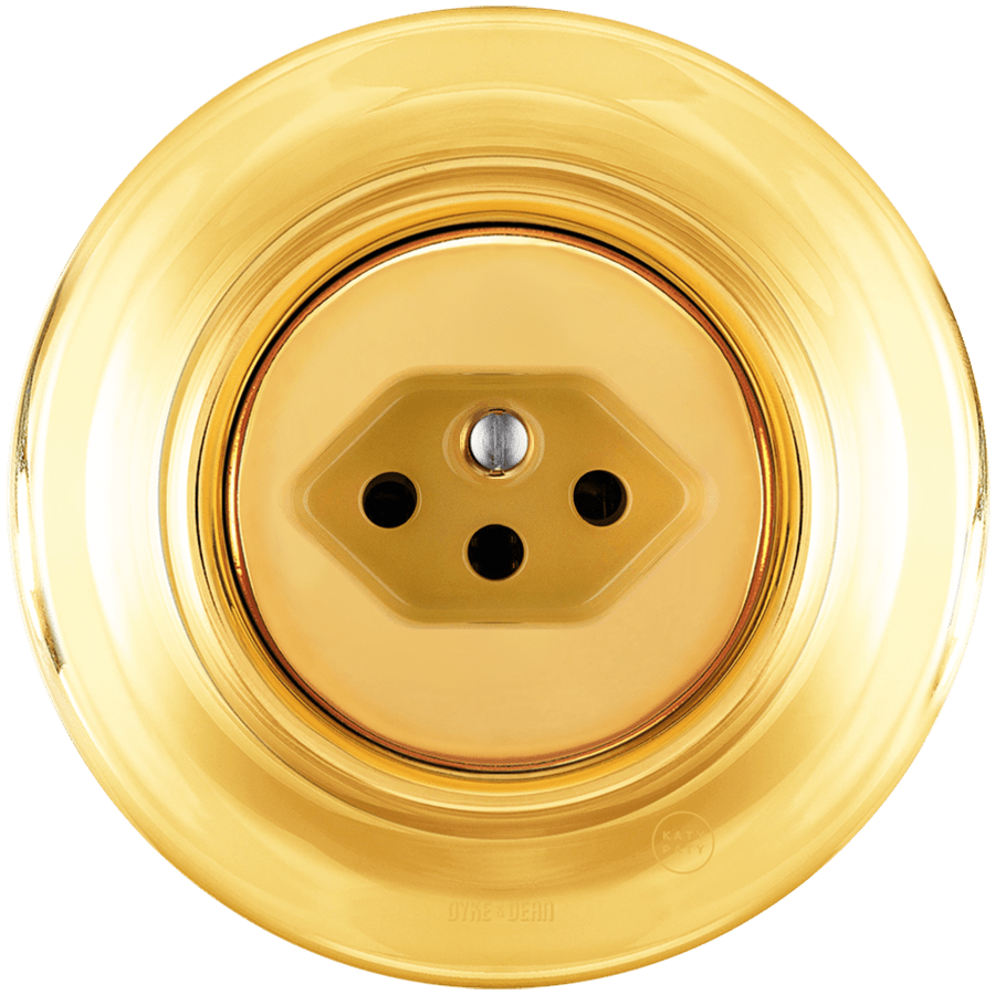 PORCELAIN WALL MOUNTED SWISS SOCKET GOLD - DYKE & DEAN