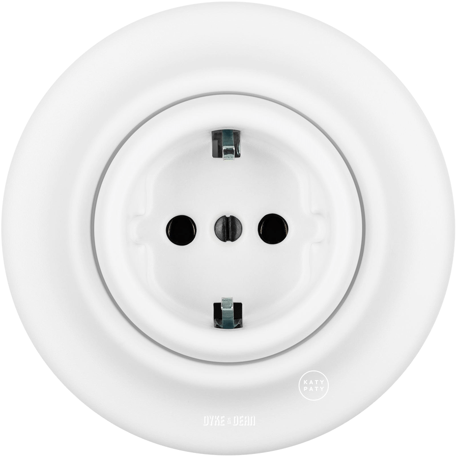 PORCELAIN WALL SCHUKO SOCKET MATT WHITE - DYKE & DEAN
