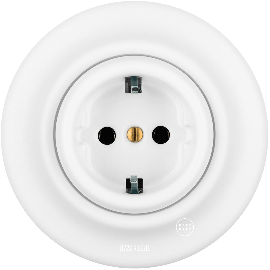 PORCELAIN WALL SCHUKO SOCKET MATT WHITE - DYKE & DEAN