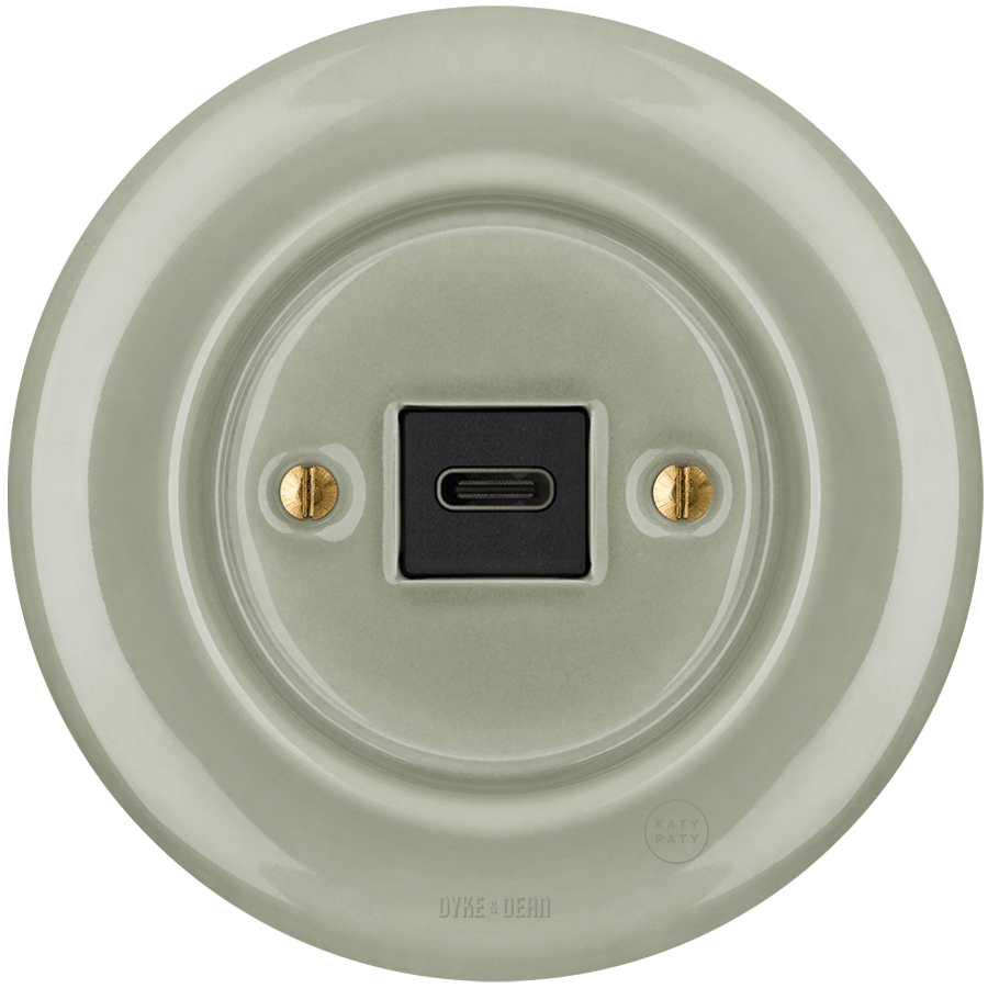 PORCELAIN WALL SOCKET GREY GREEN USB - C - DYKE & DEAN