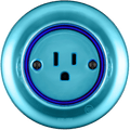 PORCELAIN WALL SOCKET SKY BLUE USA 15 AMP - DYKE & DEAN