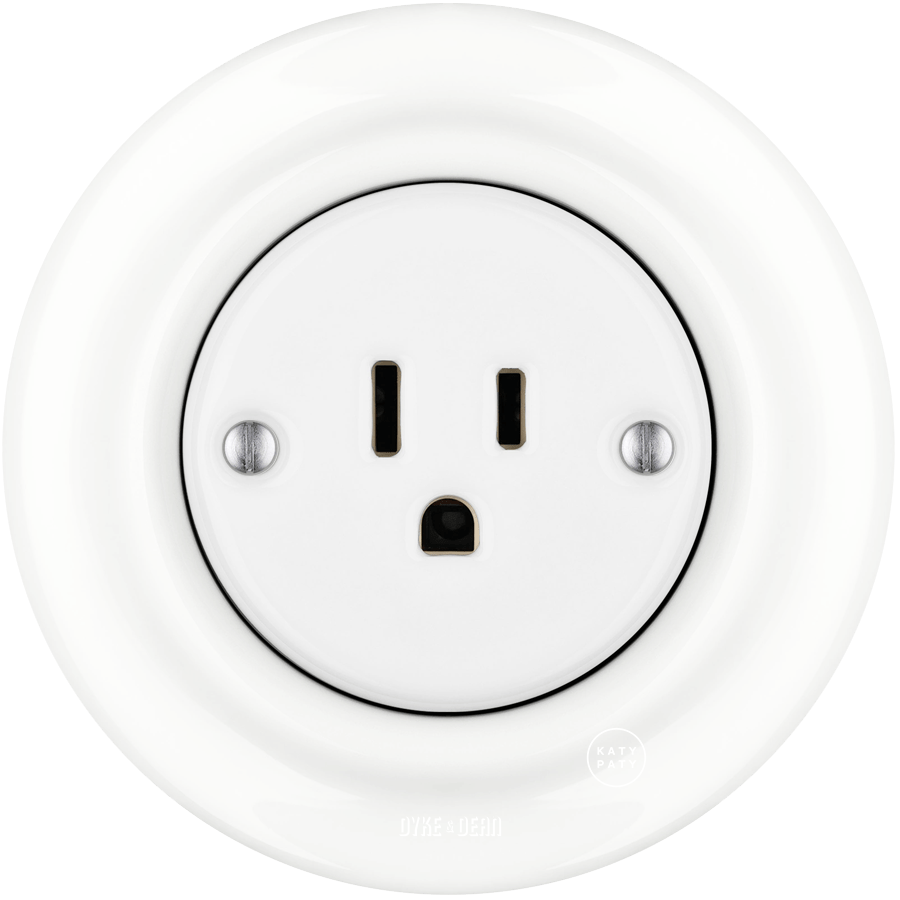 PORCELAIN WALL SOCKET USA WHITE 15 AMP - DYKE & DEAN
