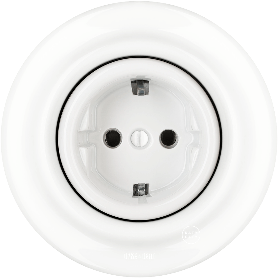 PORCELAIN WALL SOCKET WHITE SCHUKO - DYKE & DEAN