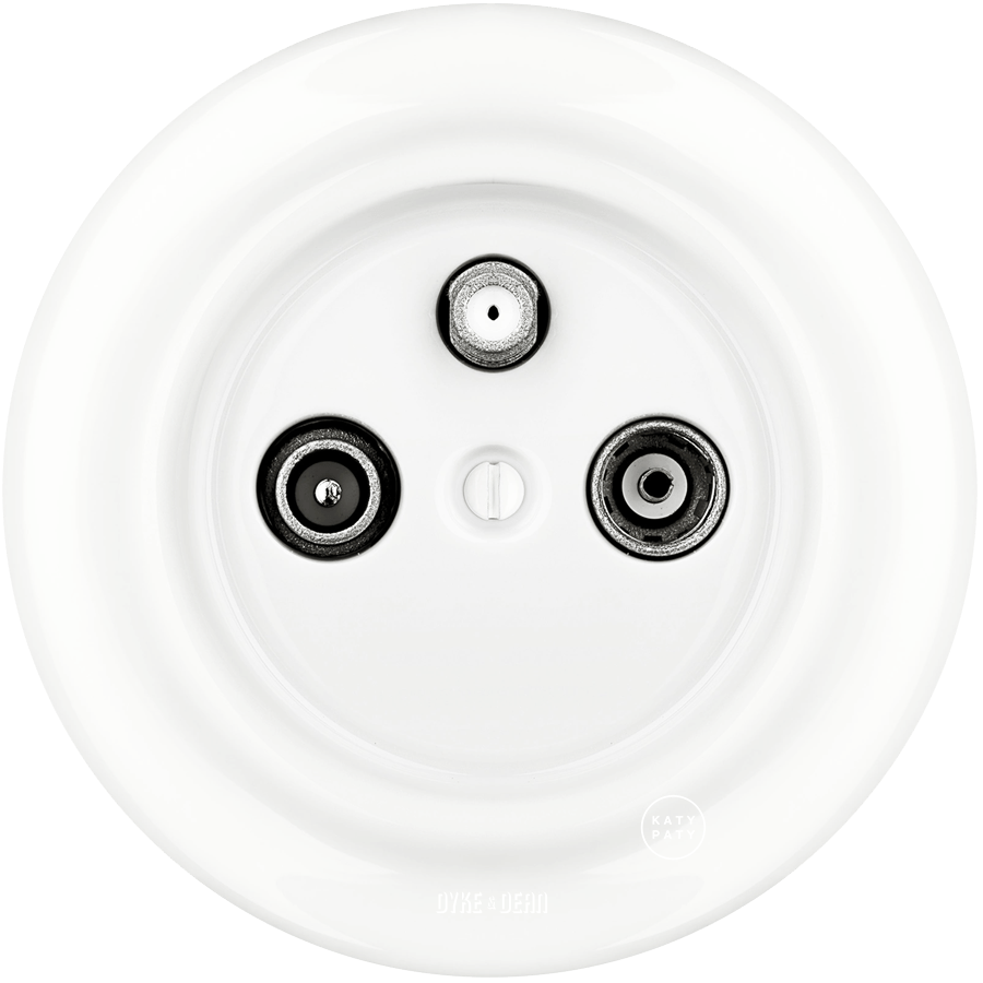 PORCELAIN WALL SOCKET WHITE TV ANTENNA - DYKE & DEAN