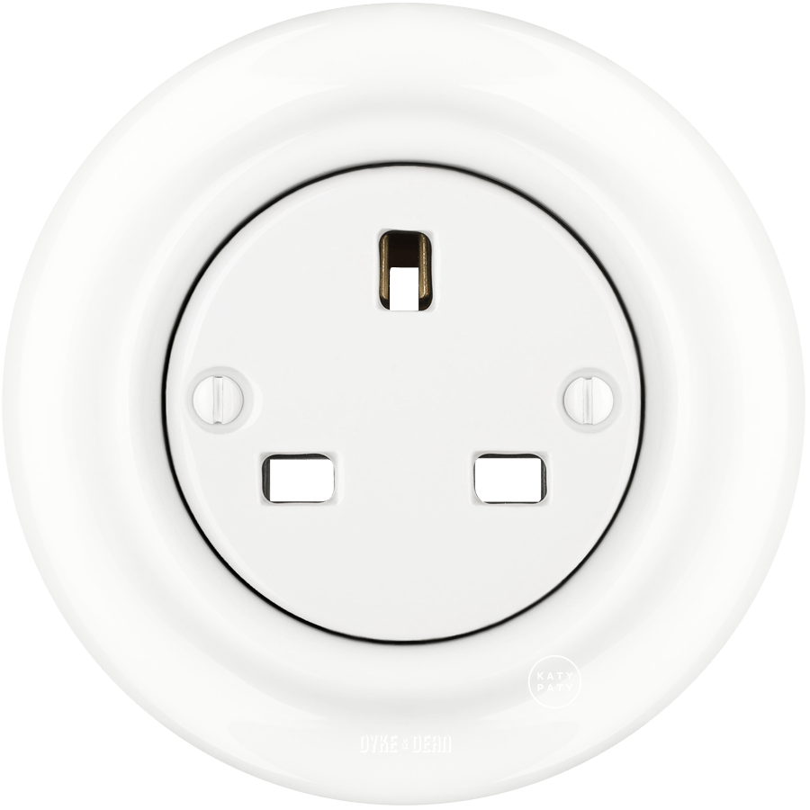 PORCELAIN WALL SOCKET WHITE UK - DYKE & DEAN