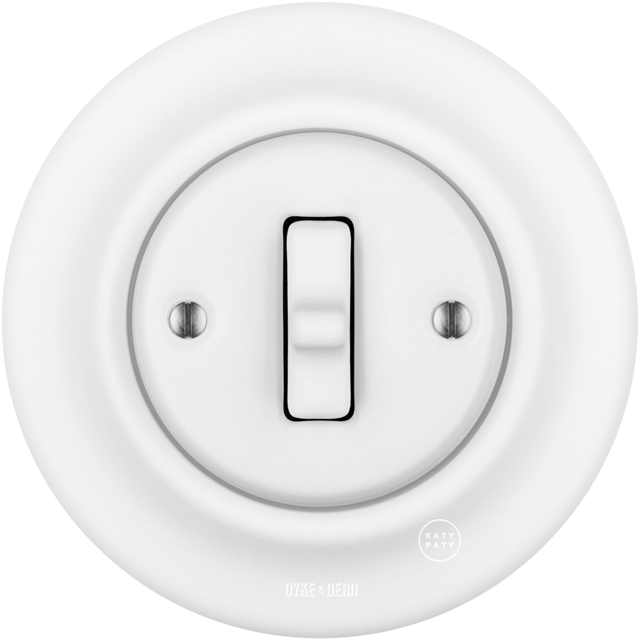 PORCELAIN WALL TOGGLE LIGHT SWITCH MATT WHITE - DYKE & DEAN