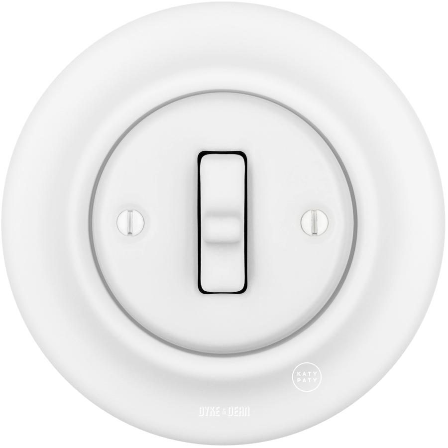 PORCELAIN WALL TOGGLE LIGHT SWITCH MATT WHITE - DYKE & DEAN