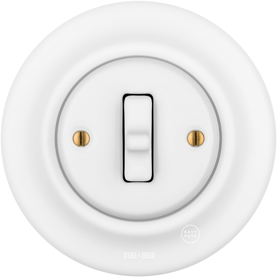 PORCELAIN WALL TOGGLE LIGHT SWITCH MATT WHITE - DYKE & DEAN