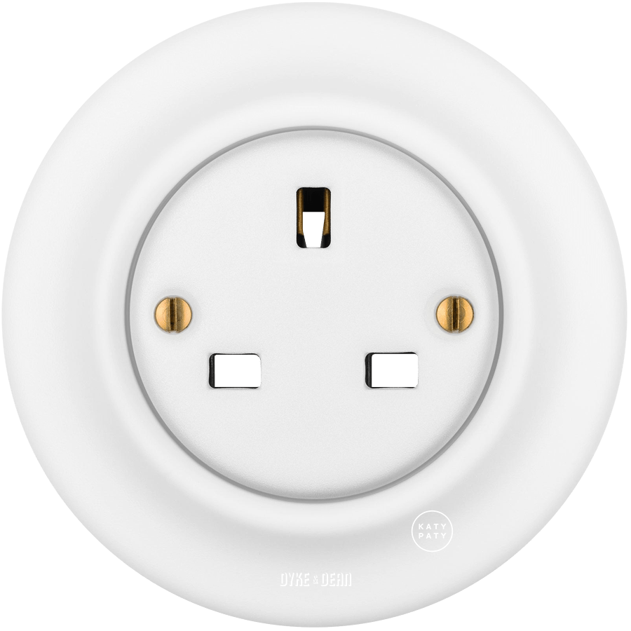 PORCELAIN WALL UK PLUG SOCKET MATT WHITE - DYKE & DEAN