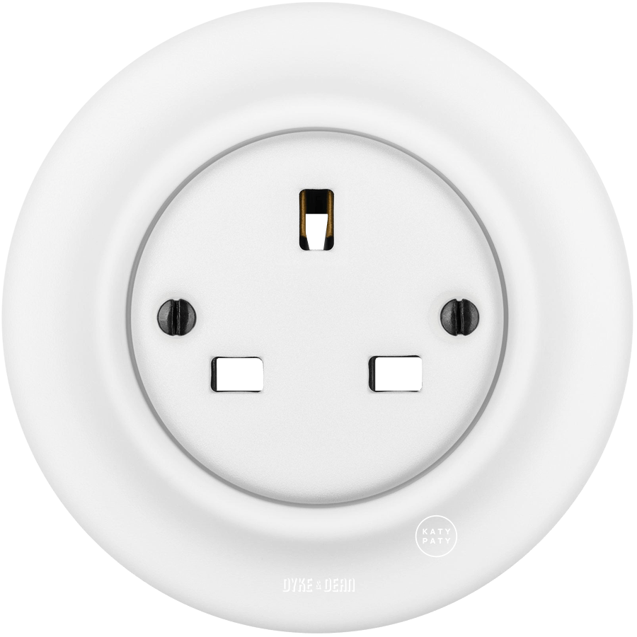 PORCELAIN WALL UK PLUG SOCKET MATT WHITE - DYKE & DEAN