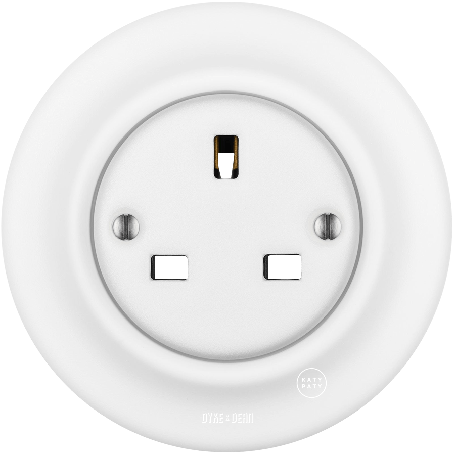 PORCELAIN WALL UK PLUG SOCKET MATT WHITE - DYKE & DEAN