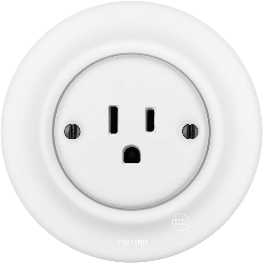 PORCELAIN WALL US 15 AMP PLUG SOCKET MATT WHITE - DYKE & DEAN