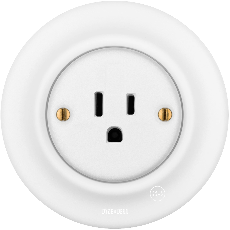PORCELAIN WALL US 15 AMP PLUG SOCKET MATT WHITE - DYKE & DEAN
