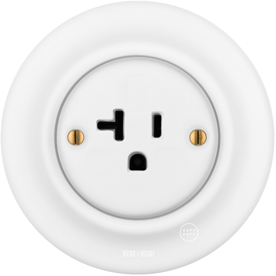 PORCELAIN WALL US 20 AMP PLUG SOCKET MATT WHITE - DYKE & DEAN