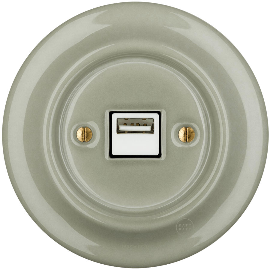 PORCELAIN WALL USB CHARGER GREY GREEN - DYKE & DEAN