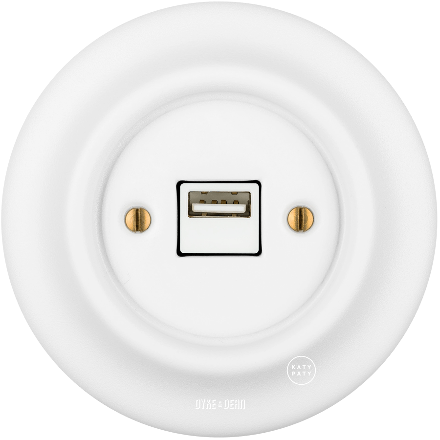 PORCELAIN WALL USB CHARGER SOCKET MATT WHITE - DYKE & DEAN