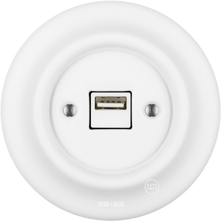 PORCELAIN WALL USB CHARGER SOCKET MATT WHITE - DYKE & DEAN