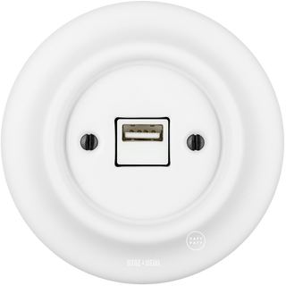 PORCELAIN WALL USB CHARGER SOCKET MATT WHITE - DYKE & DEAN