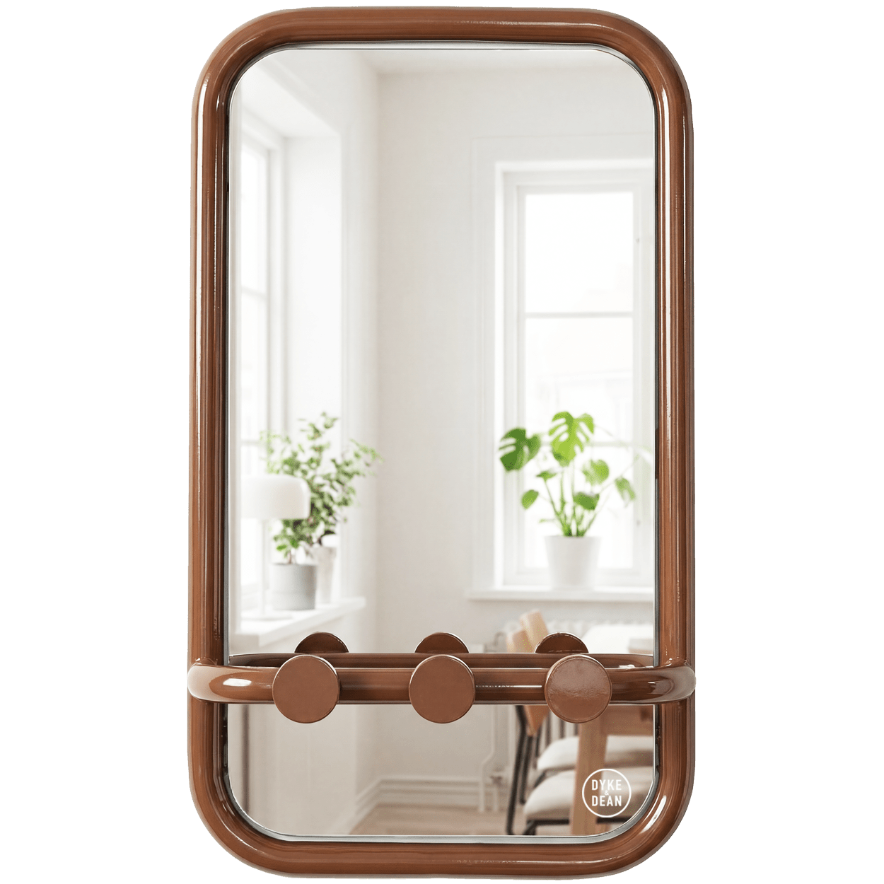 RETRO TUBE HALL HOOK MIRROR BROWN - DYKE & DEAN