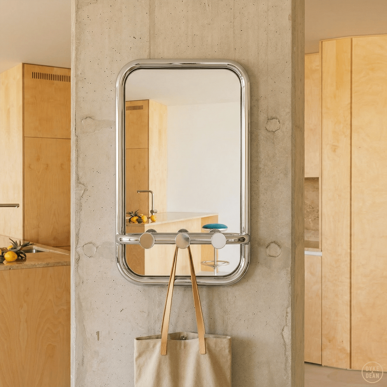 RETRO TUBE HALL HOOK MIRROR CHROME - DYKE & DEAN