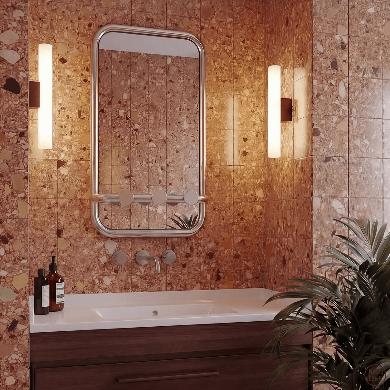 RETRO TUBE HALL HOOK MIRROR CHROME - DYKE & DEAN