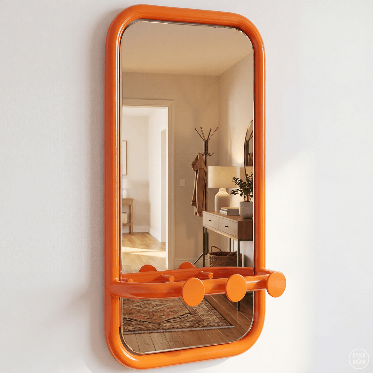 RETRO TUBE HALL HOOK MIRROR ORANGE - DYKE & DEAN