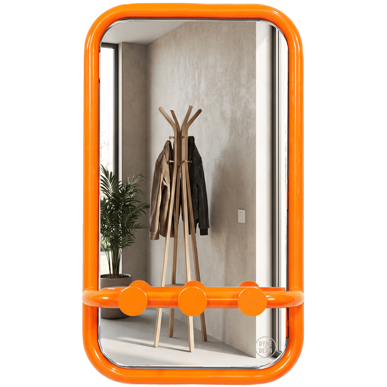 RETRO TUBE HALL HOOK MIRROR ORANGE - DYKE & DEAN