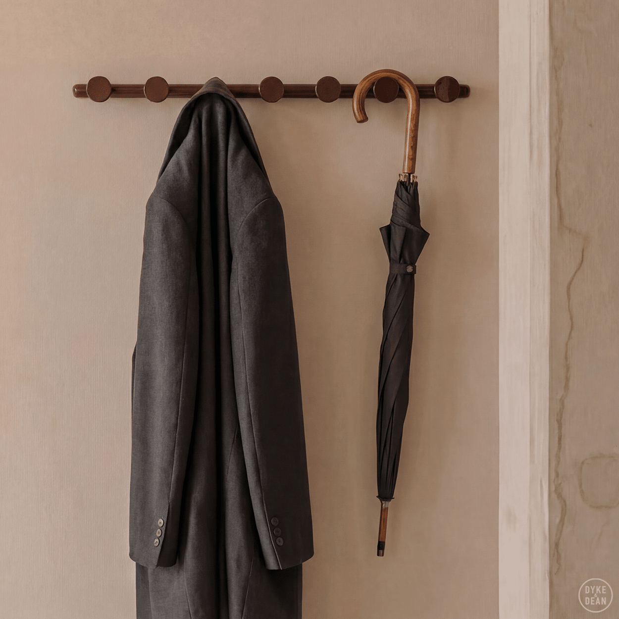 RETRO TUBE HALLWAY COAT RACK WITH 6 HOOKS BROWN - DYKE & DEAN