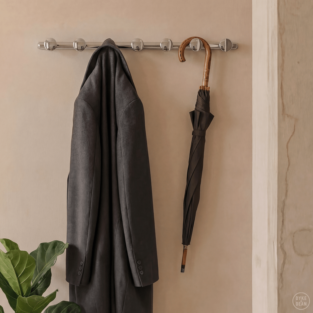 RETRO TUBE HALLWAY COAT RACK WITH 6 HOOKS CHROME - DYKE & DEAN