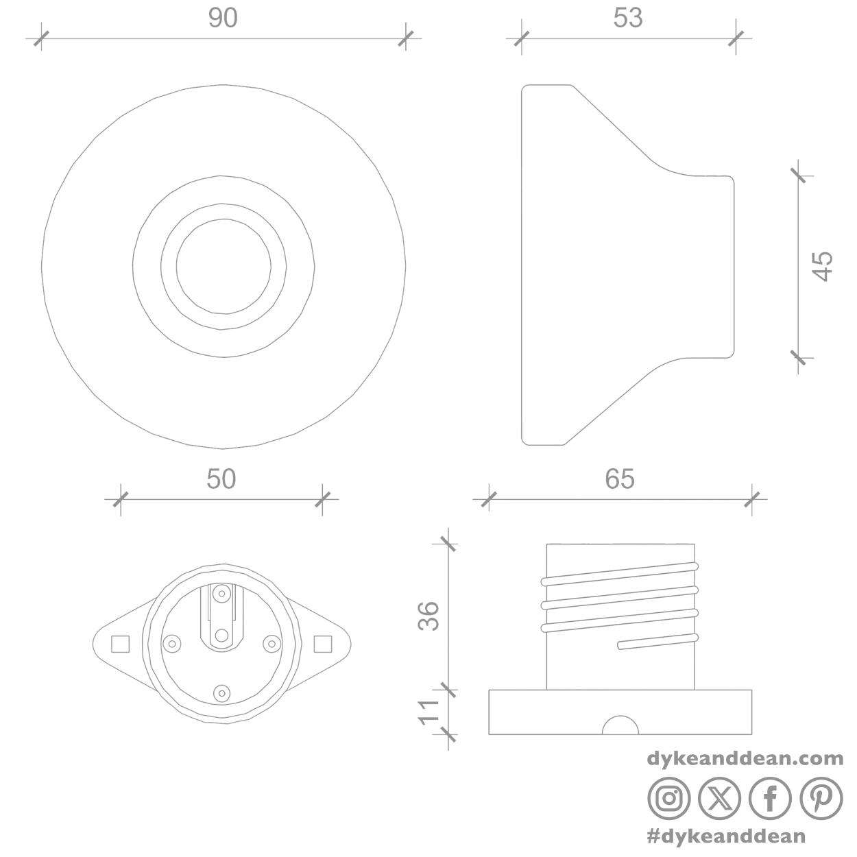 ROUND CERAMIC WALL & CEILING LAMP BLUE - DYKE & DEAN