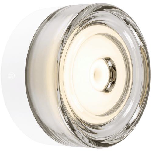 ROUND WATERPROOF WHITE WALL CEILING SCONCE CLEAR GLASS LIGHT - DYKE & DEAN
