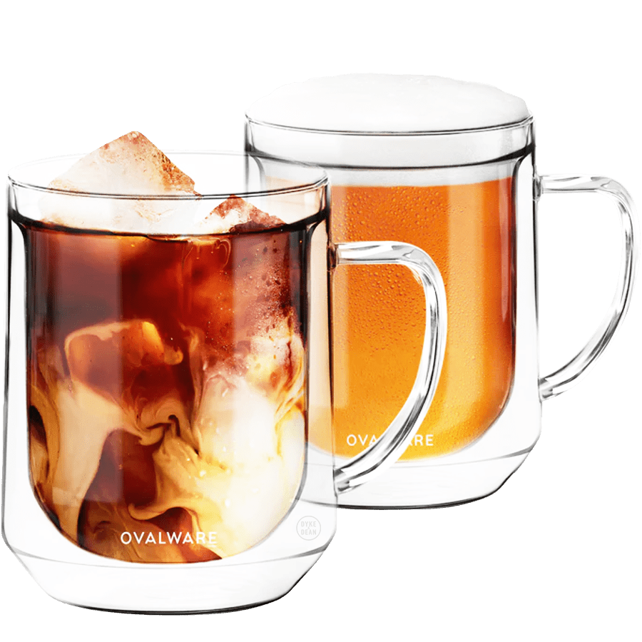 SET OF 2 DOUBLE WALL GLASS MUGS 500ml - DYKE & DEAN