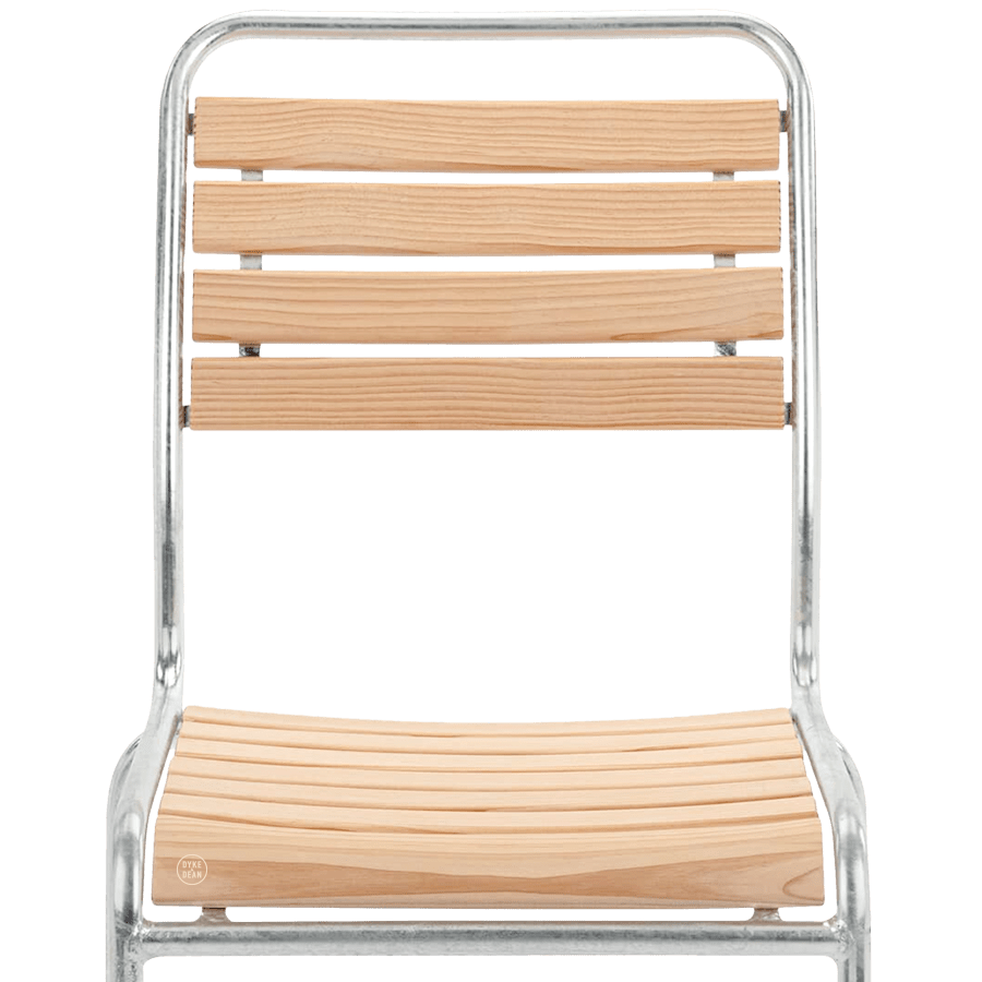 SLATTED WOOD COLOUR STACKING CHAIR GALVANISED