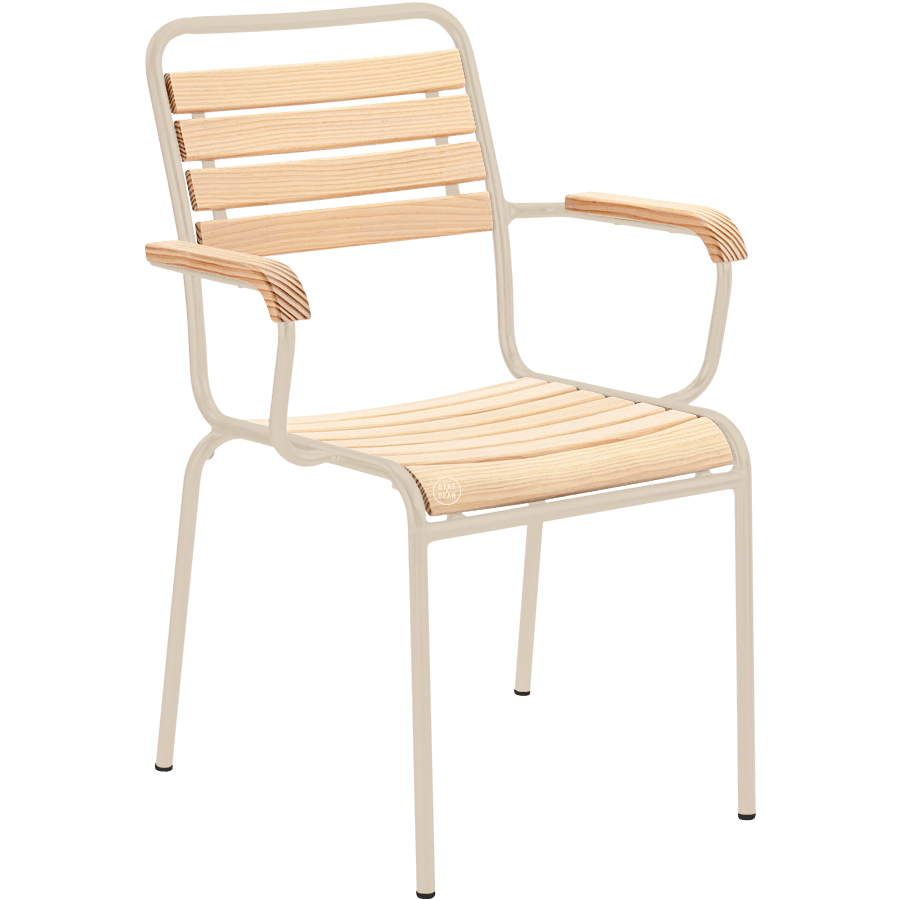 SLATTED WOOD STACKING CHAIR COLOUR WITH ARMS