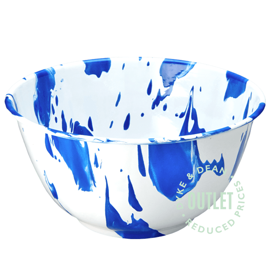 SLIPWARE ENAMEL BLUE WHITE SALAD BOWL OUTLET - DYKE & DEAN