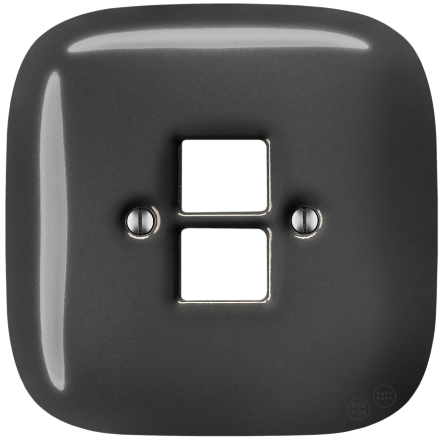 SQUARE PORCELAIN WALL SOCKET DARK GREY PC/USB - DYKE & DEAN