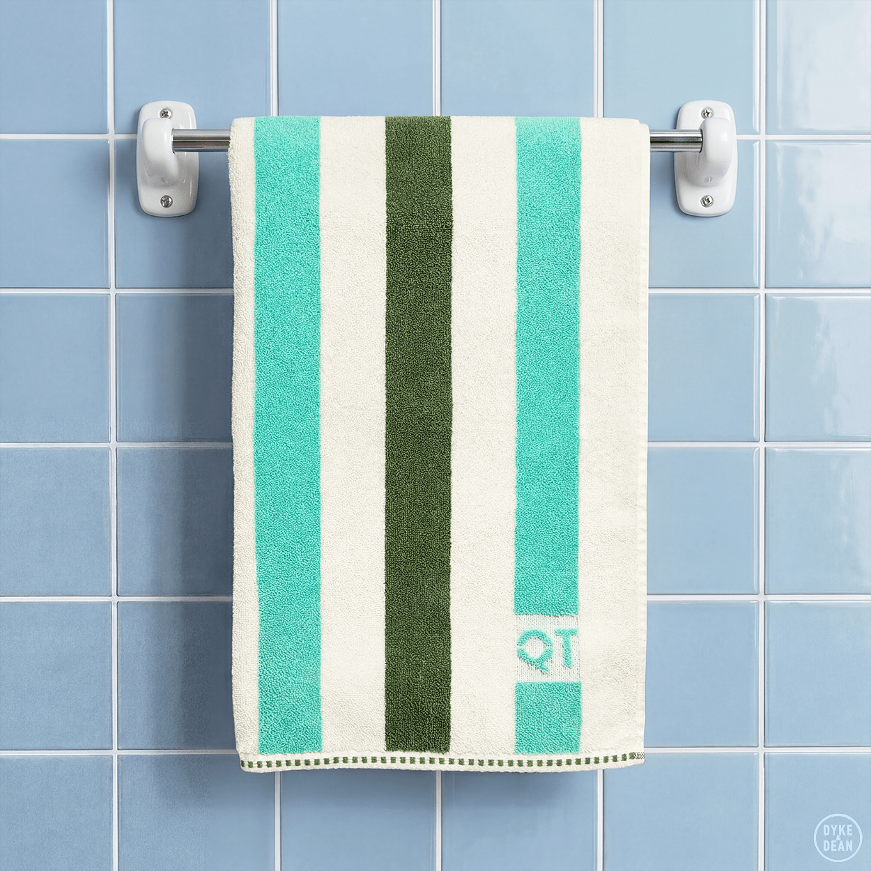 STRIPE BATH SHEET TOWEL PINE - DYKE & DEAN