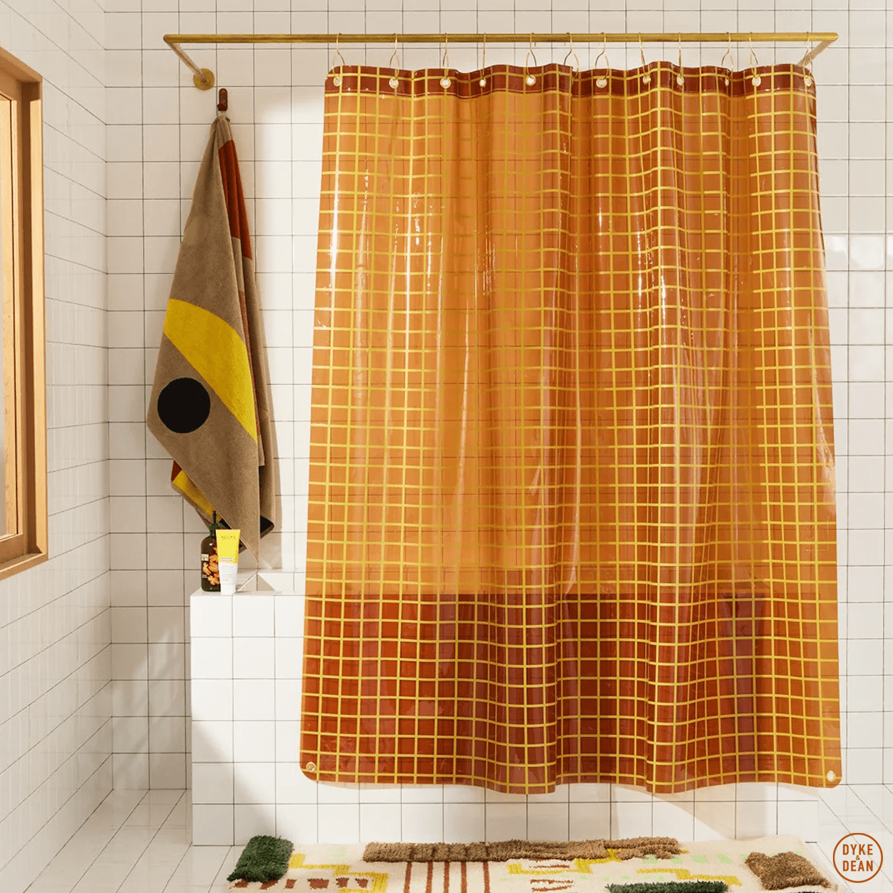 SUN SHOWER GRID CURTAIN HONEY - DYKE & DEAN