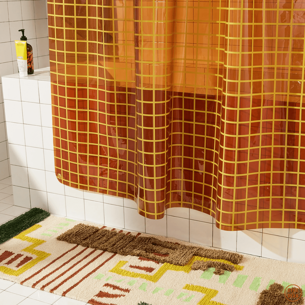 SUN SHOWER GRID CURTAIN HONEY - DYKE & DEAN