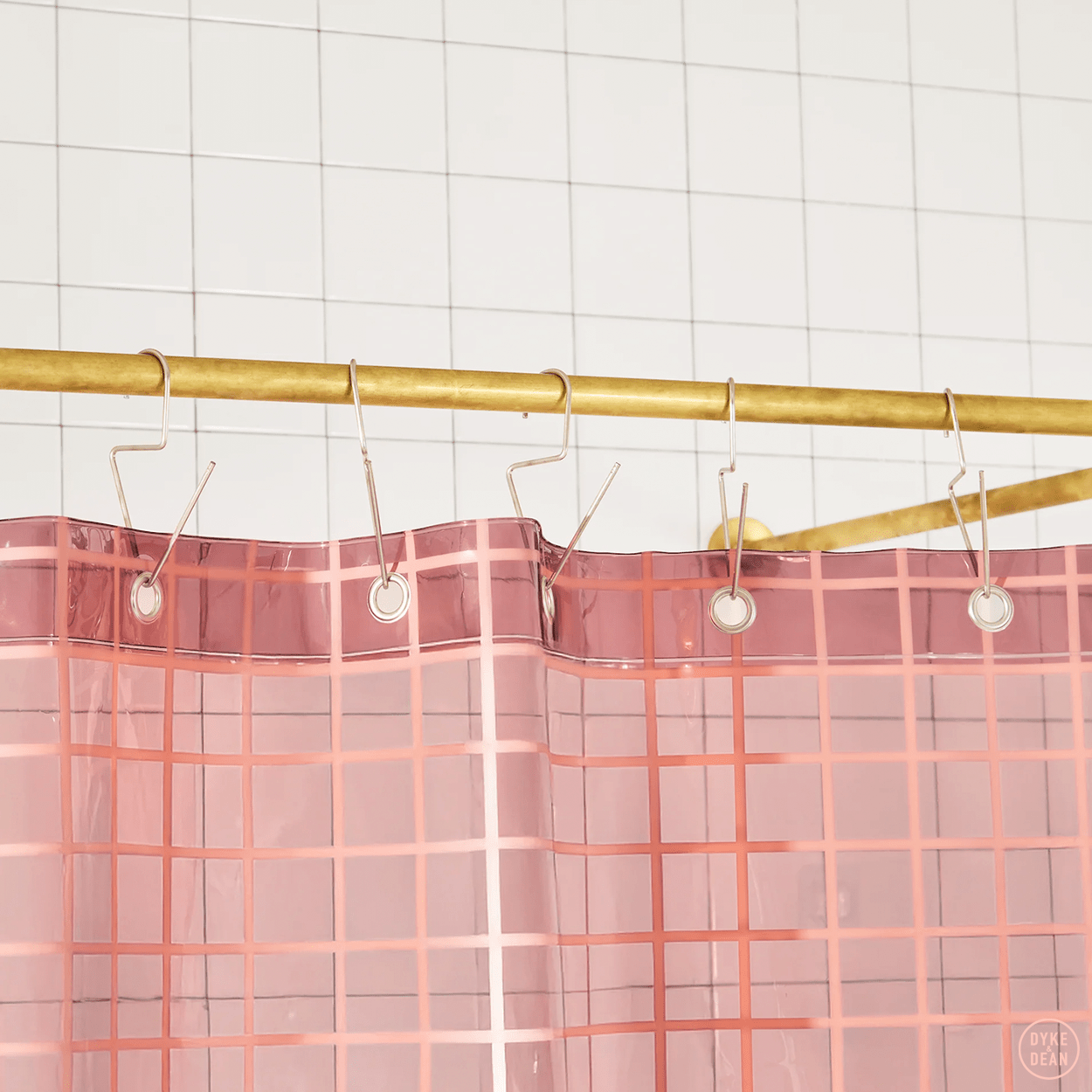 SUN SHOWER GRID CURTAIN ROSE - DYKE & DEAN