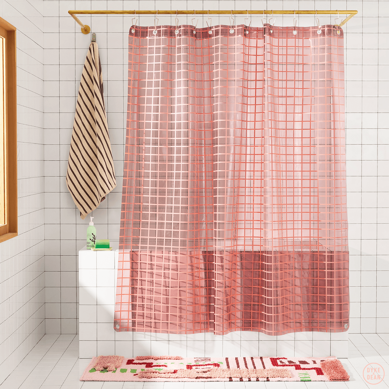 SUN SHOWER GRID CURTAIN ROSE - DYKE & DEAN
