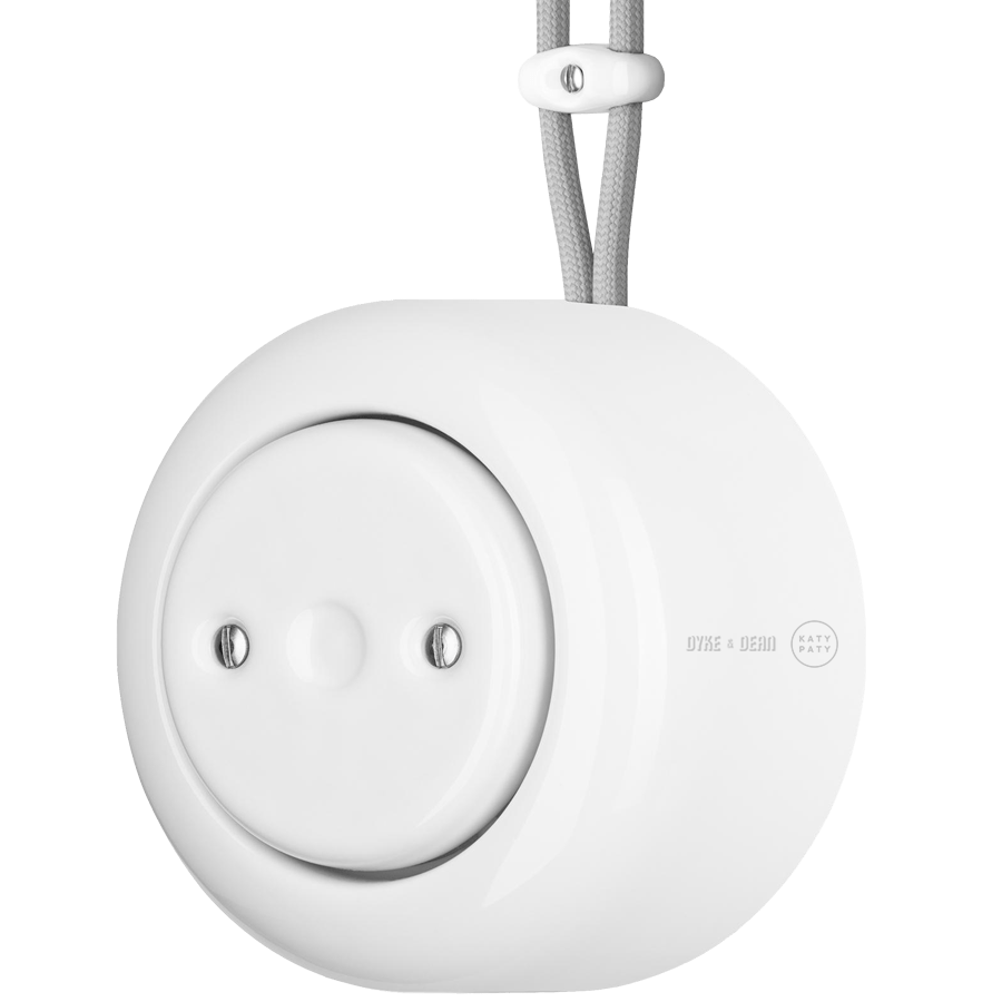 SURFACE PORCELAIN JUNCTION BOX WHITE BRASS SCREWS - DYKE & DEAN