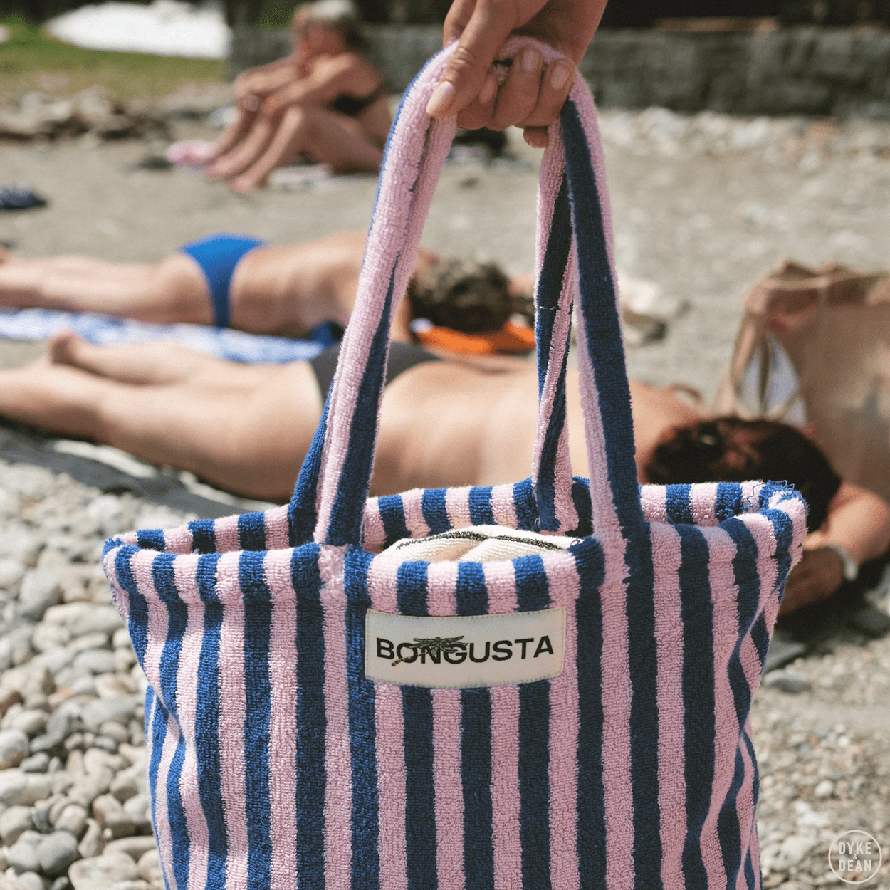 TOWEL FABRIC TOTE BAG WINE & LAVENDER BLUE - DYKE & DEAN