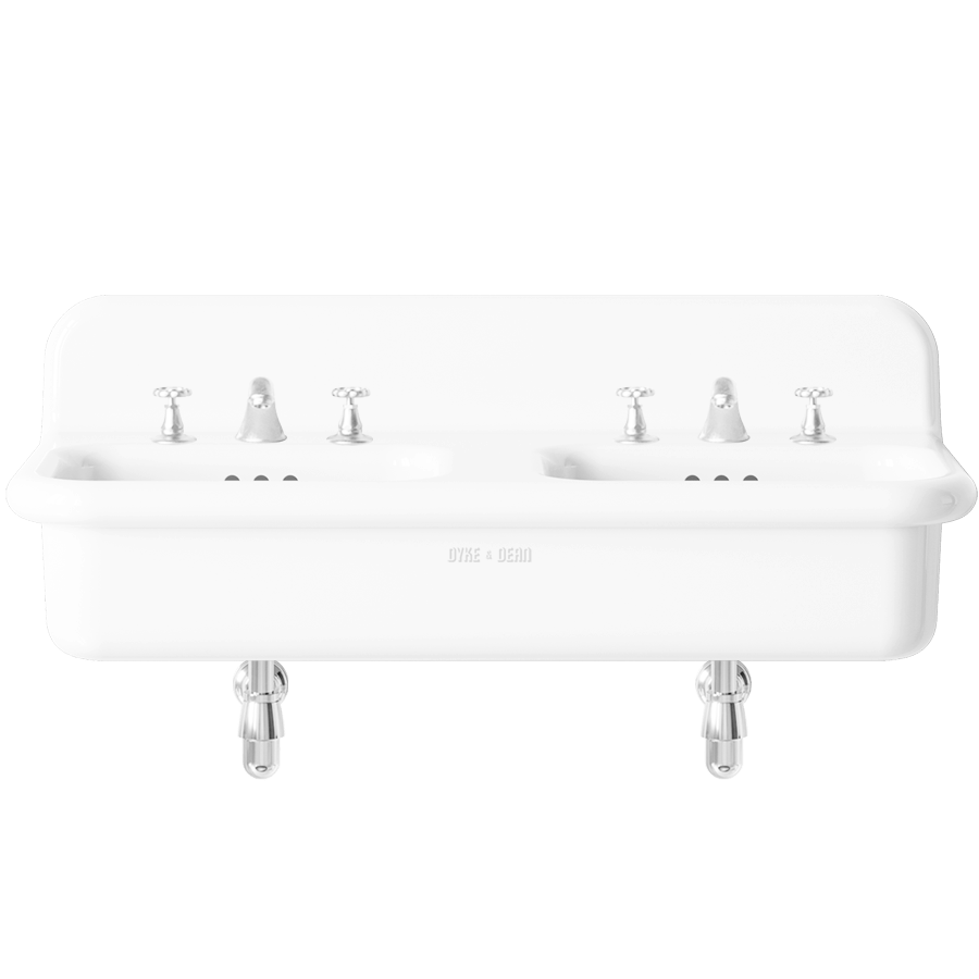 TRUE LITE CERAMIC MOUNTED DOUBLE SINK WHITE - DYKE & DEAN