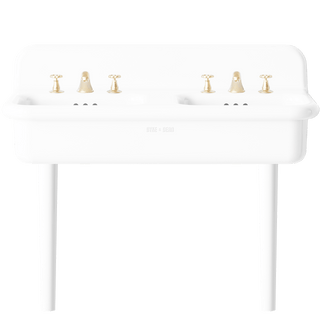 TRUE LITE CERAMIC MOUNTED DOUBLE SINK WHITE LEGS - DYKE & DEAN