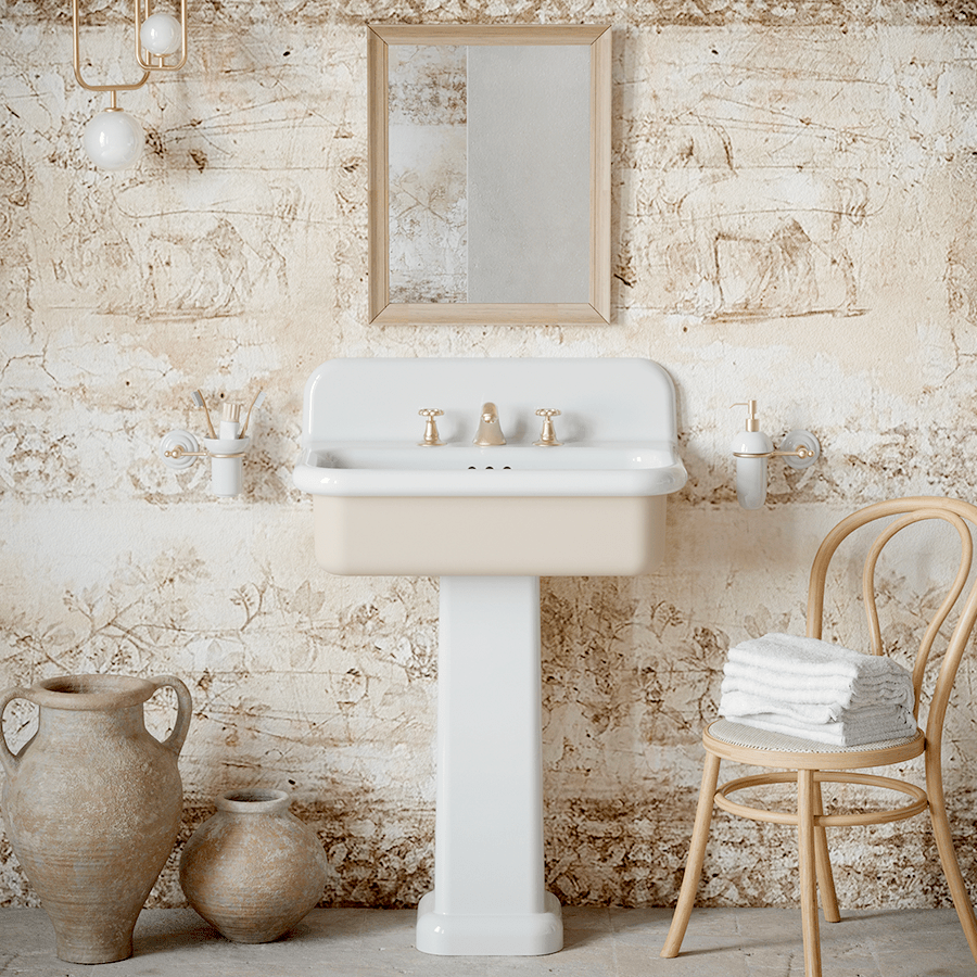 TRUE LITE CERAMIC MOUNTED SMALL SINK WHITE PEDESTAL - DYKE & DEAN