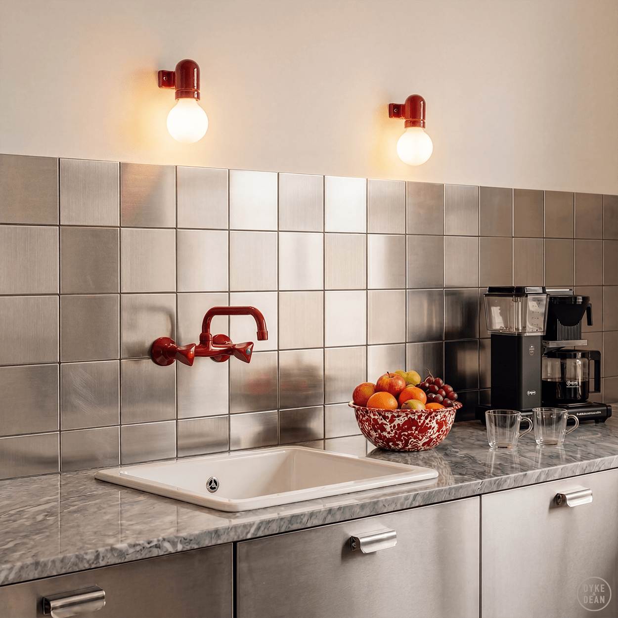 WALL ARM CERAMIC LIGHT RED - DYKE & DEAN