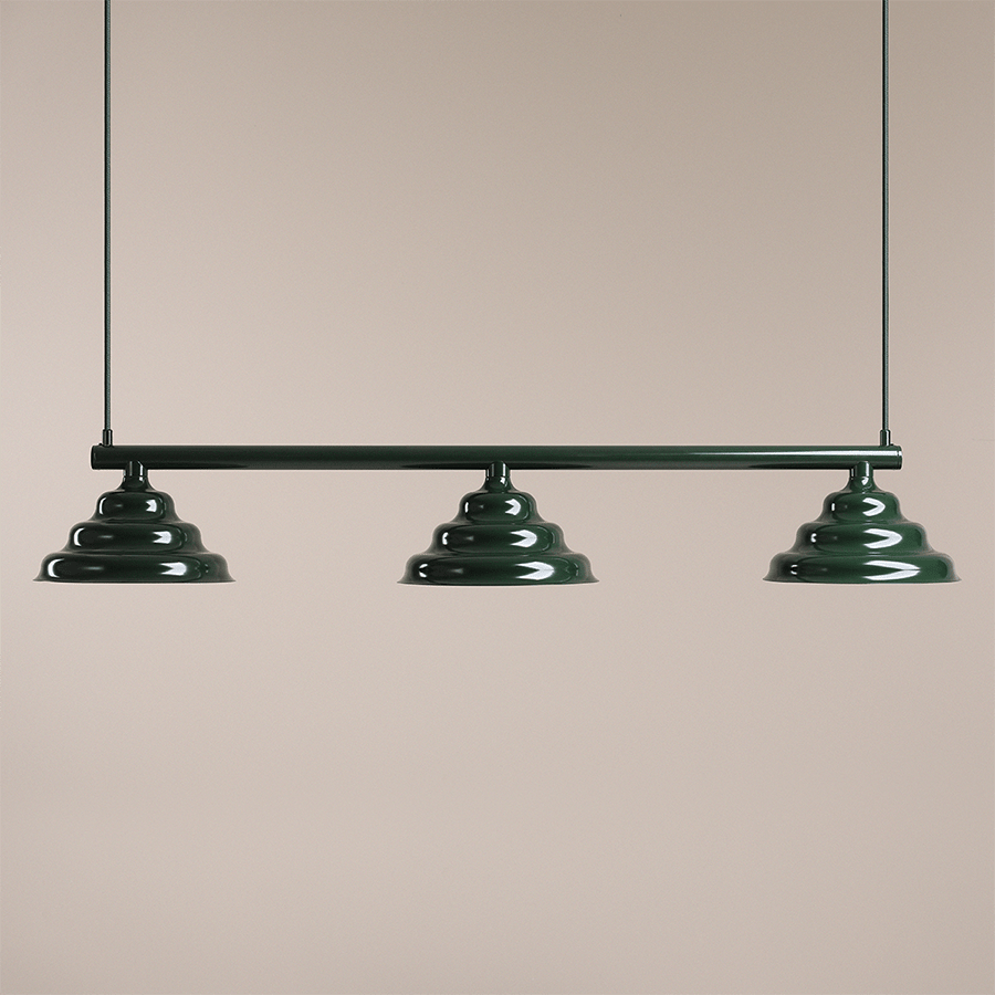 WAVE SUSPENSION BAR PENDANT 3 LIGHT DEEP GREEN - DYKE & DEAN